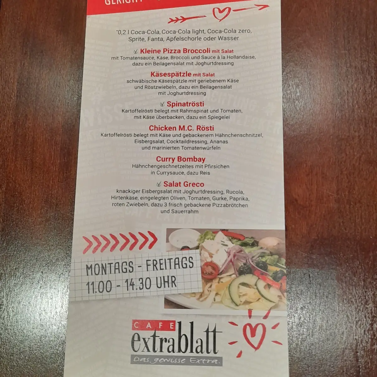 Speisekarte, Cafe Extrablatt Lippstadt