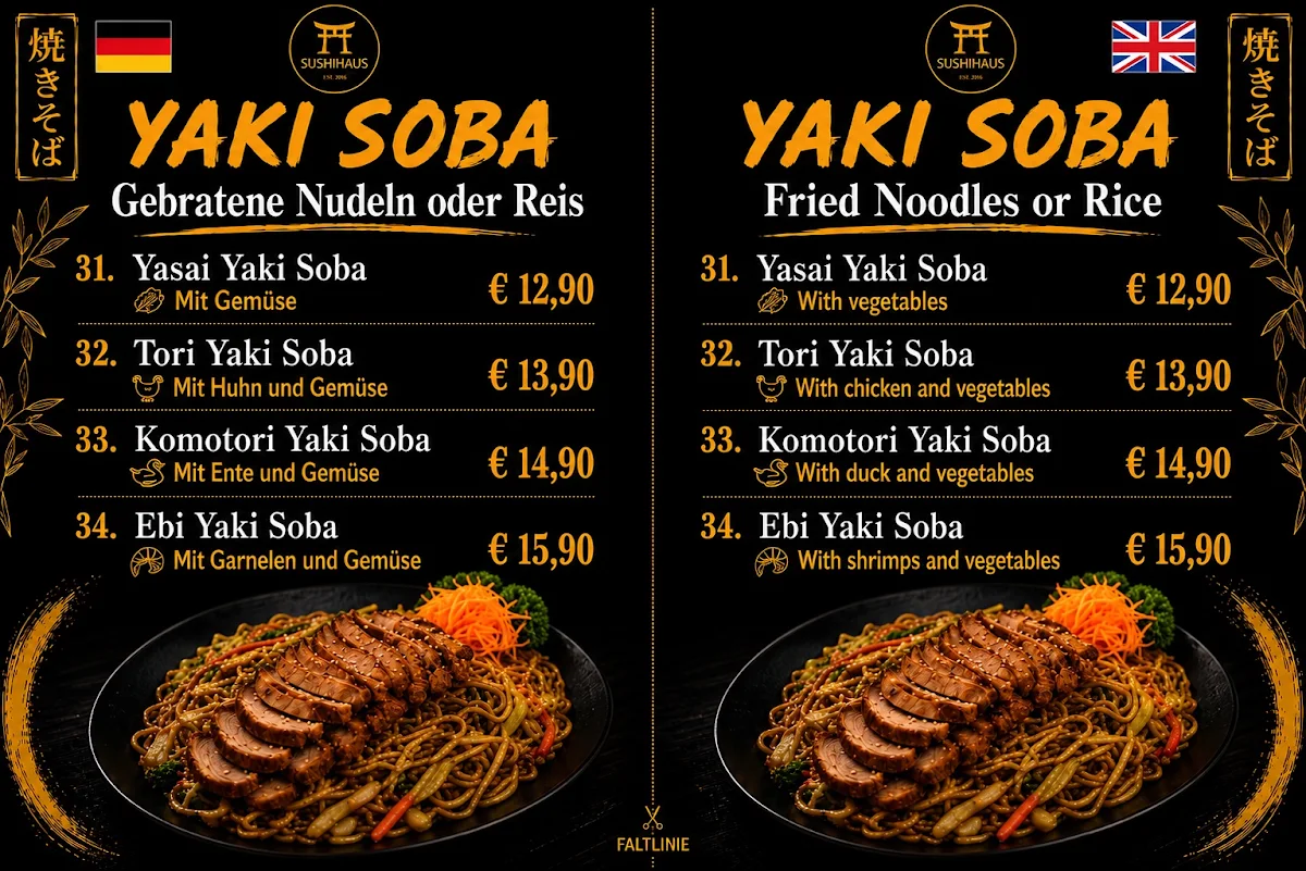 Speisekarte, Restaurant Sushihaus