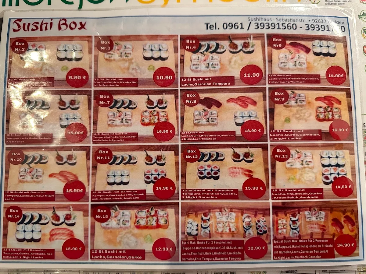 Speisekarte, Restaurant Sushihaus
