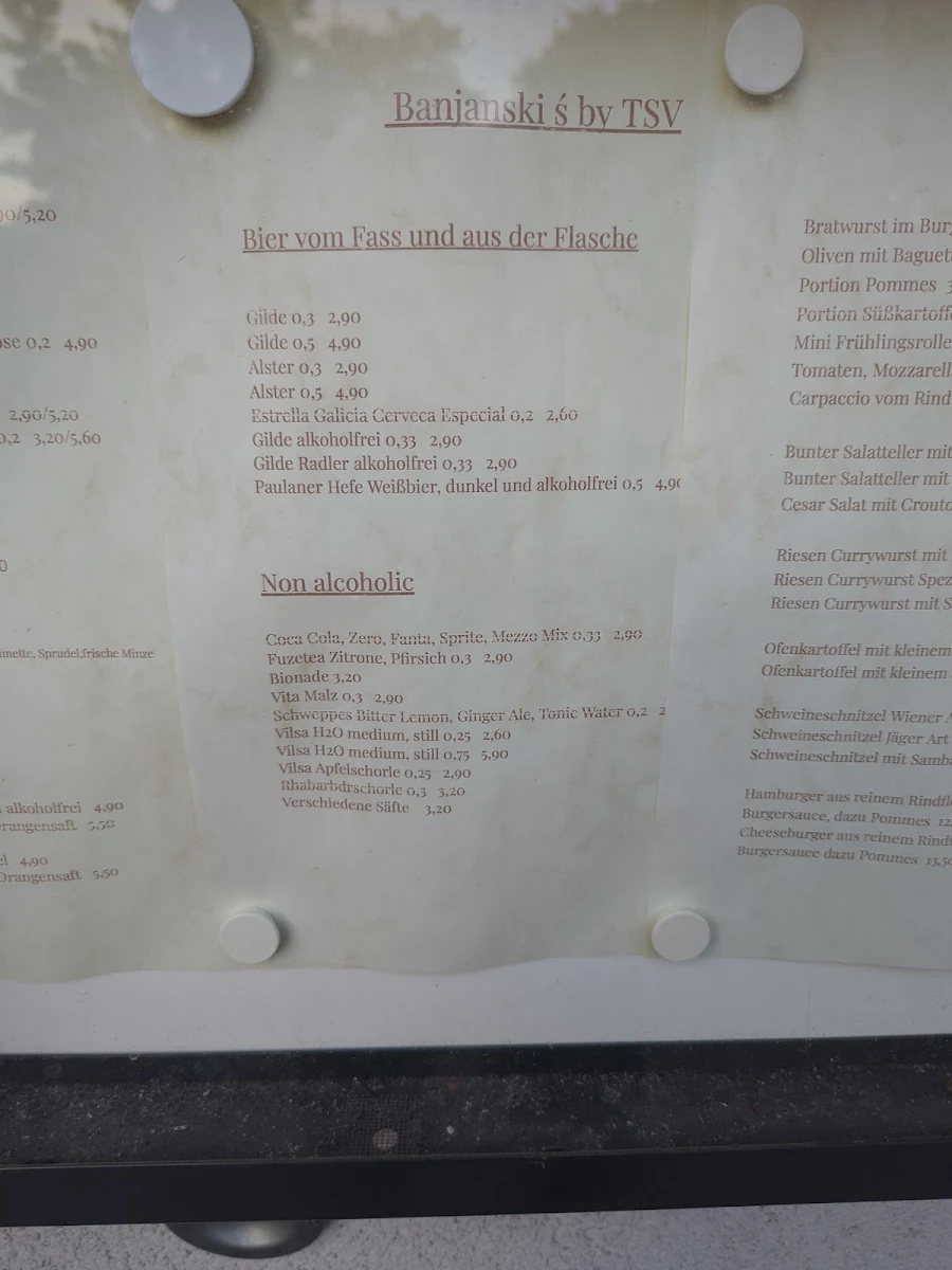 Speisekarte, Banjanski‘s