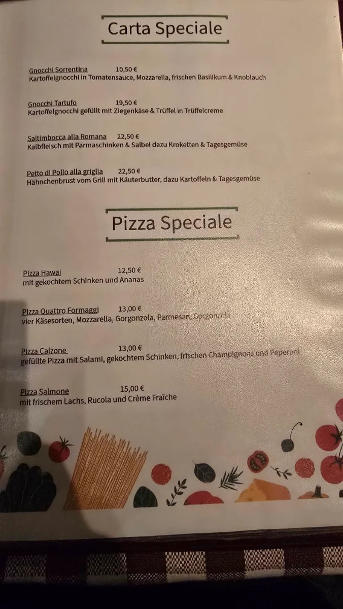 Speisekarte, Trattoria Il Bosco