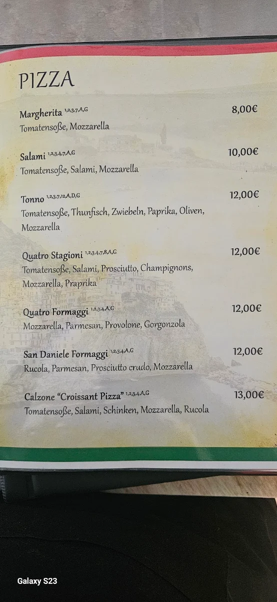 Speisekarte, Adriano