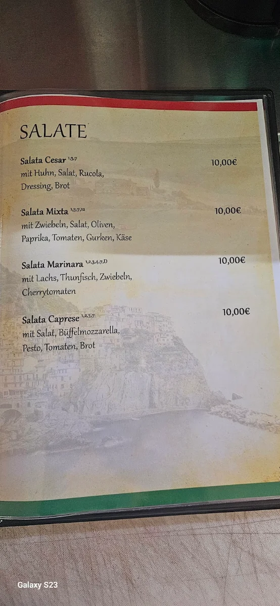 Speisekarte, Adriano
