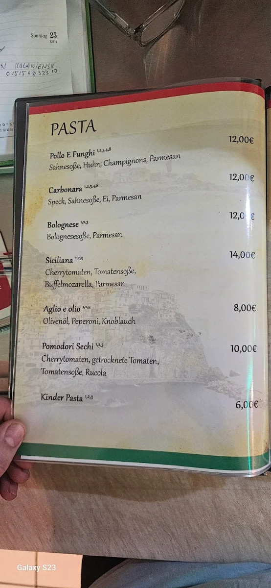 Speisekarte, Adriano