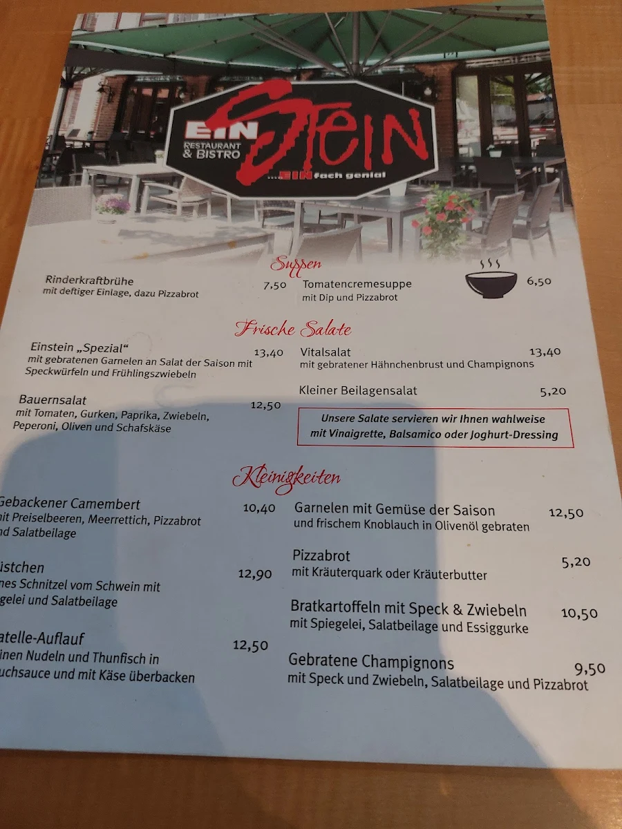 Speisekarte, Einstein Restaurant & Bistro