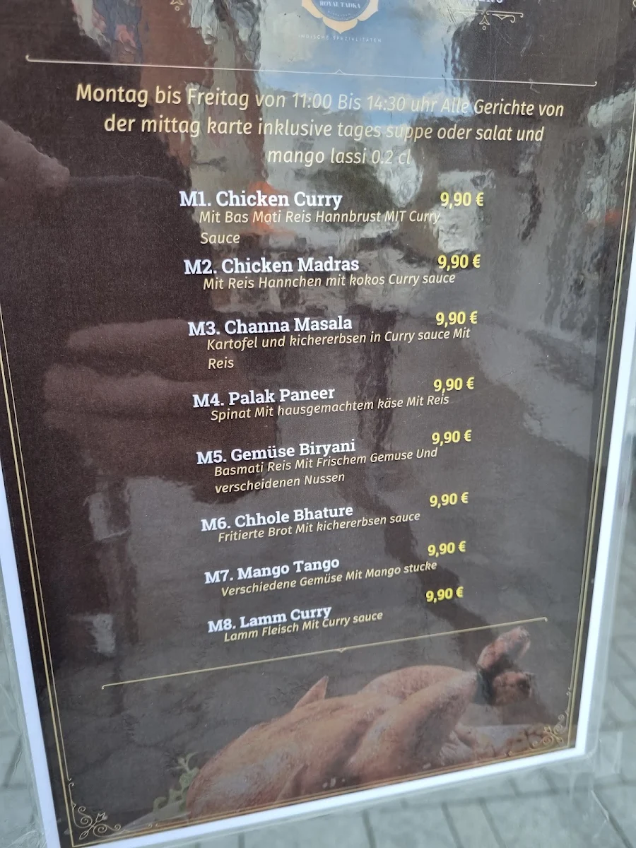 Speisekarte, Royal Tadka indisches Restaurant