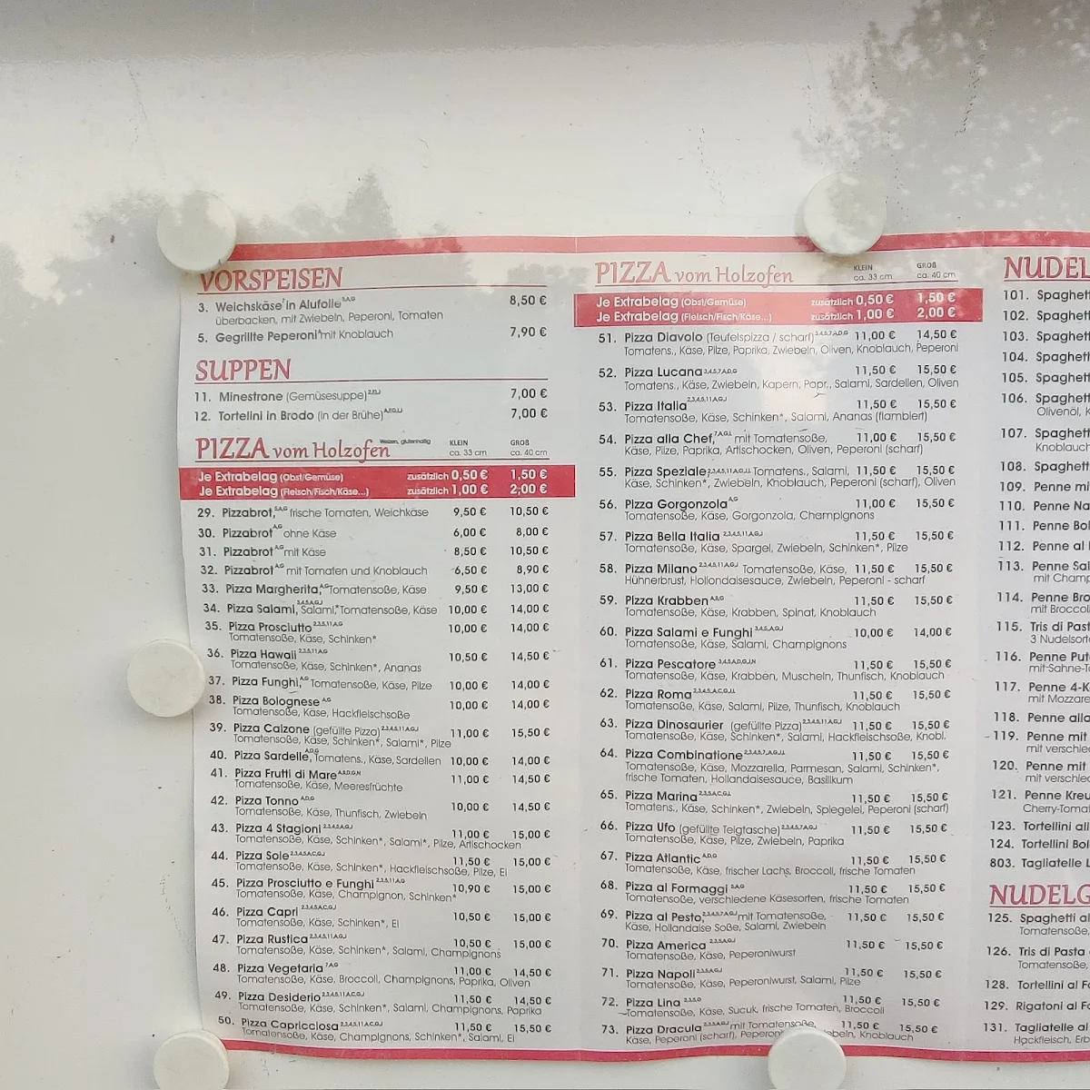 Speisekarte, Pizzeria Milano Winnweiler
