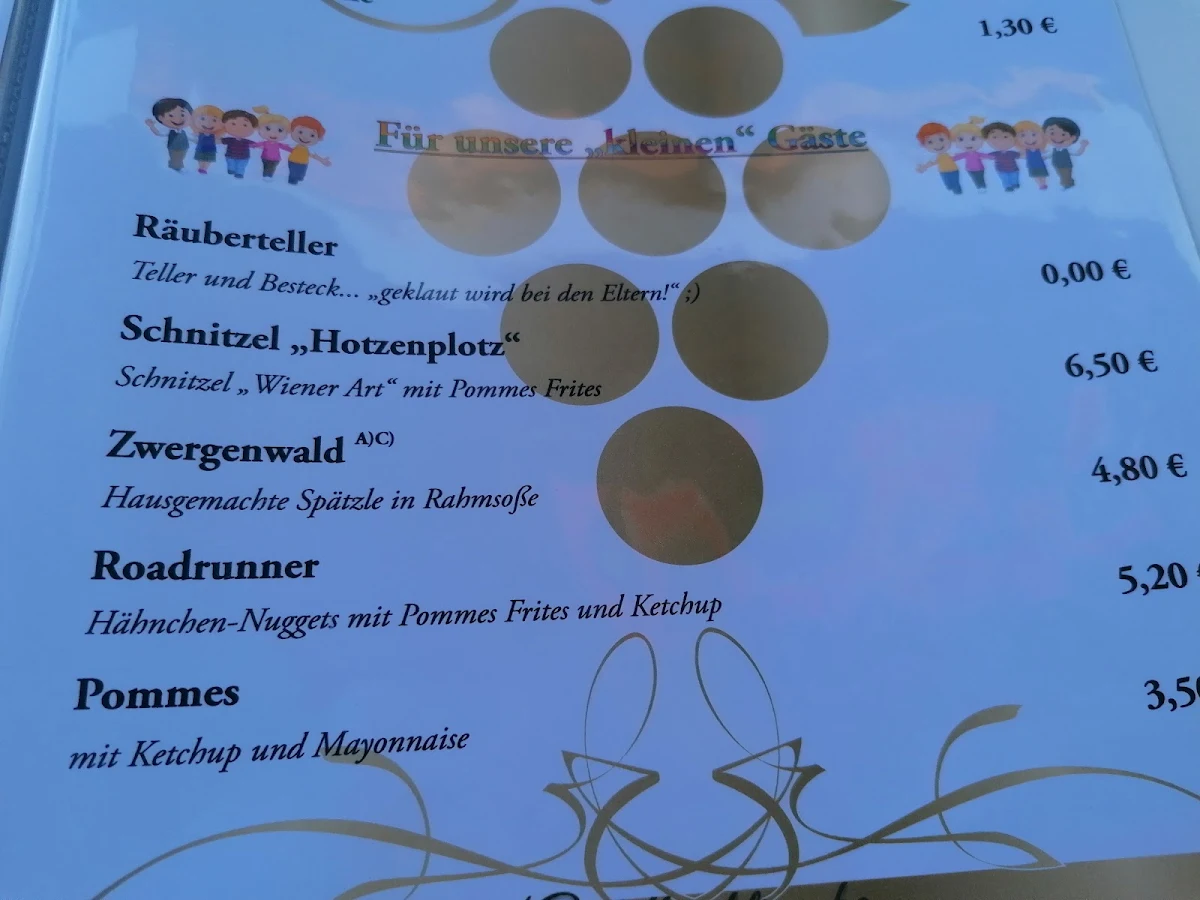 Speisekarte, Restaurant zur Goldbachtraube