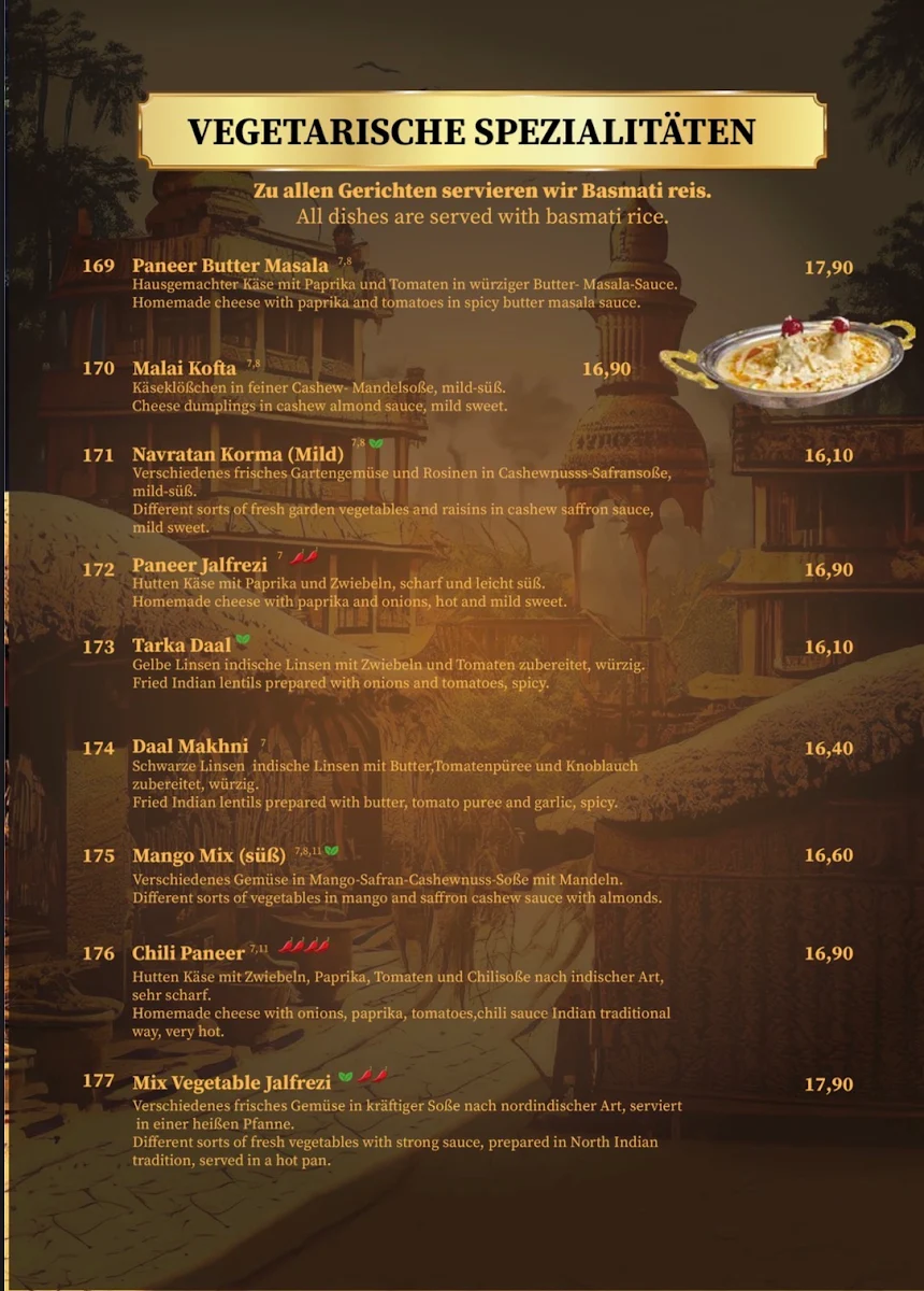 Speisekarte, Sunny‘s Restaurant