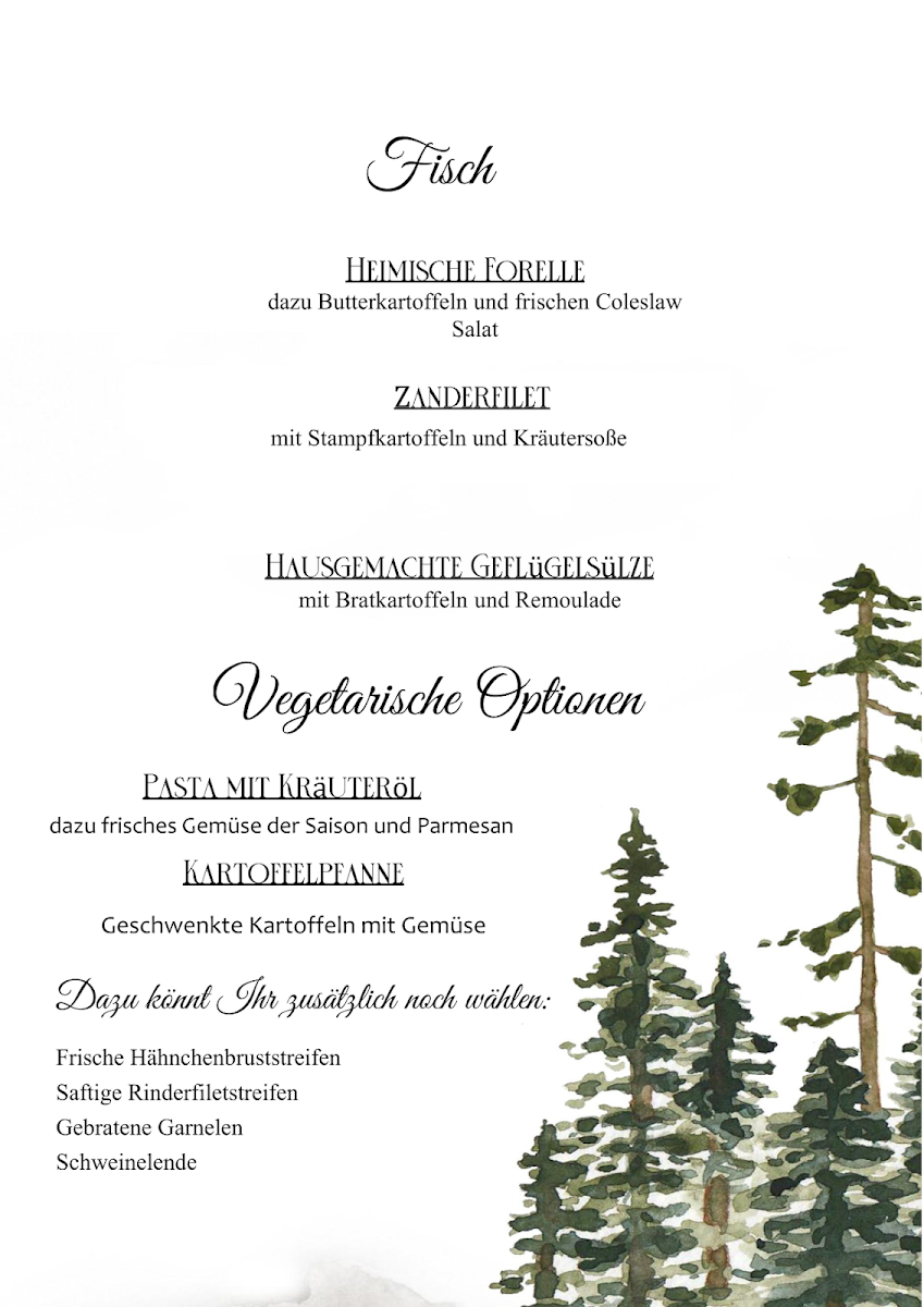 Speisekarte, Restaurant Hotel Vierenstraße