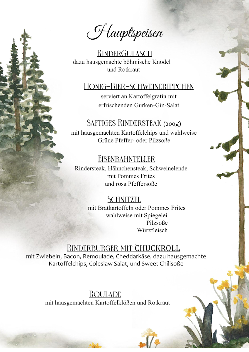 Speisekarte, Restaurant Hotel Vierenstraße
