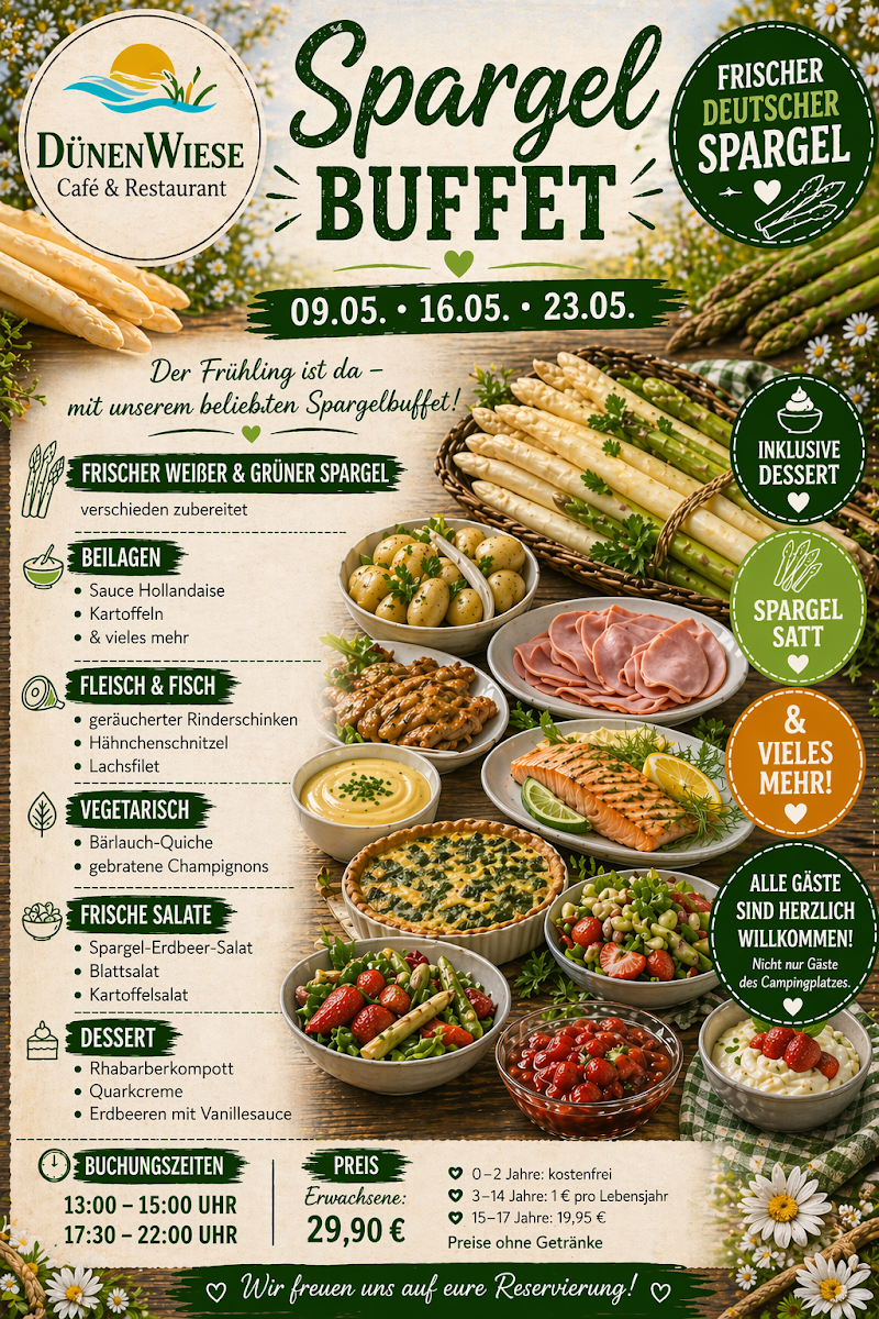 Speisekarte, DünenWiese Café & Restaurant