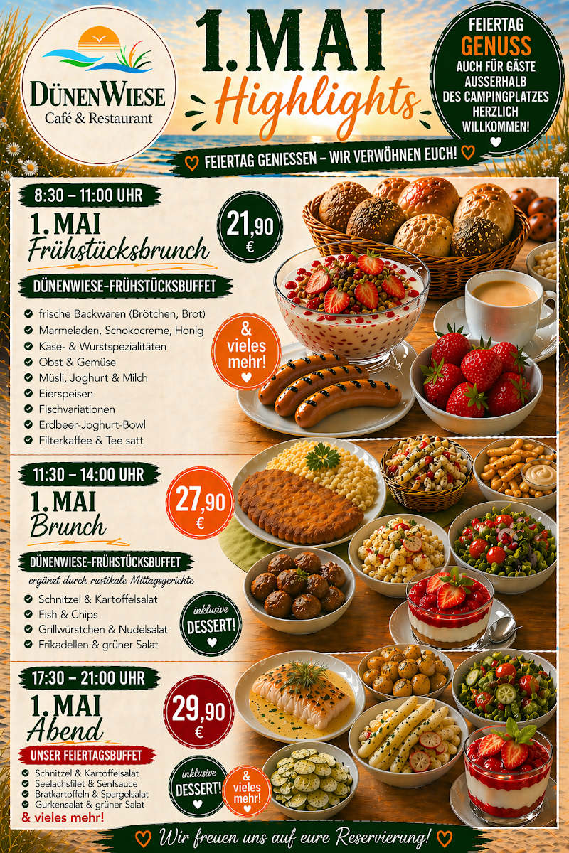 Speisekarte, DünenWiese Café & Restaurant