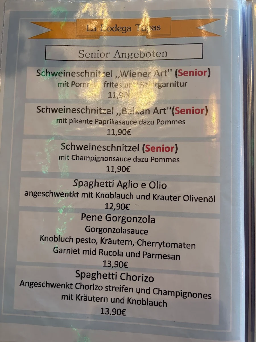 Speisekarte, Restaurant La Bodega