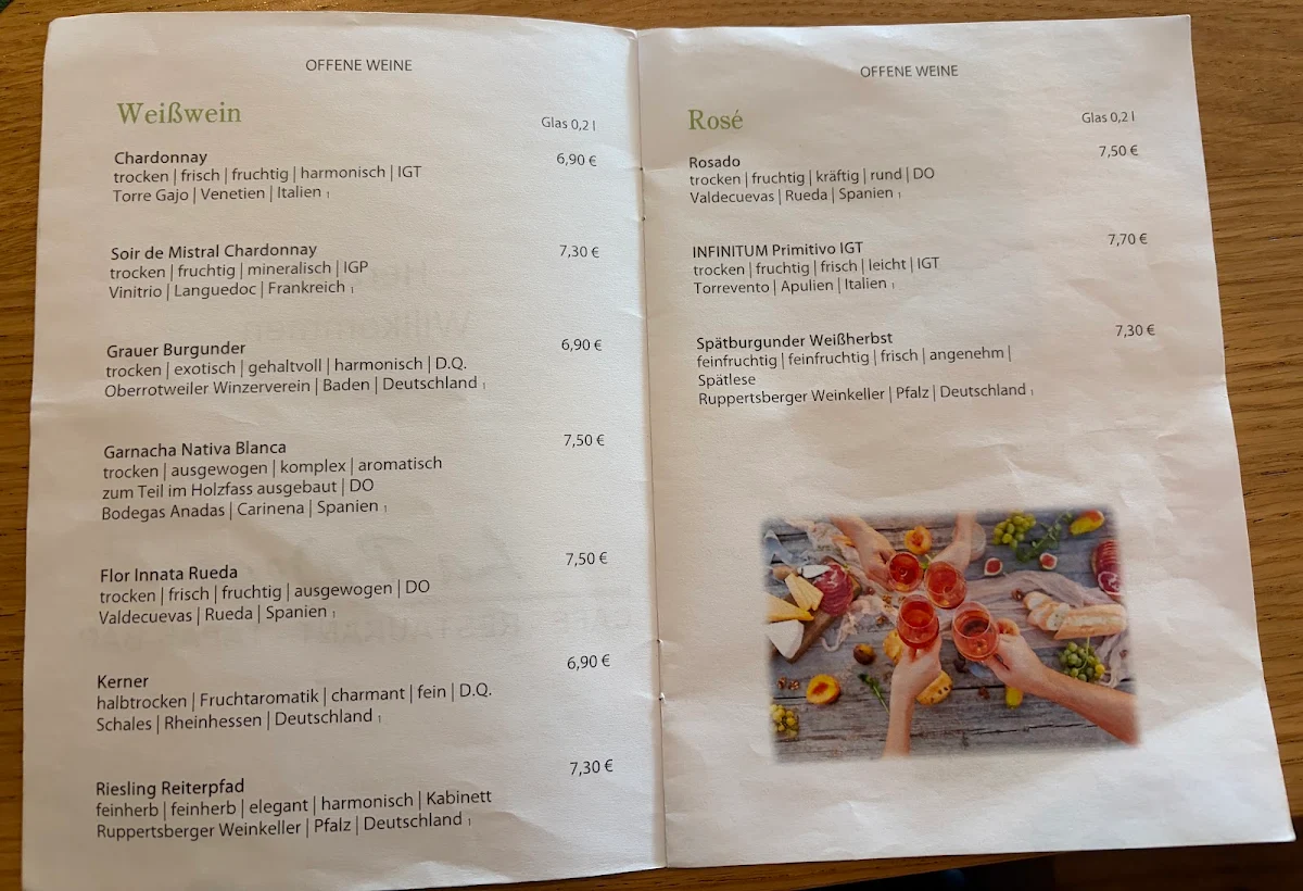 Speisekarte, Restaurant La Bodega