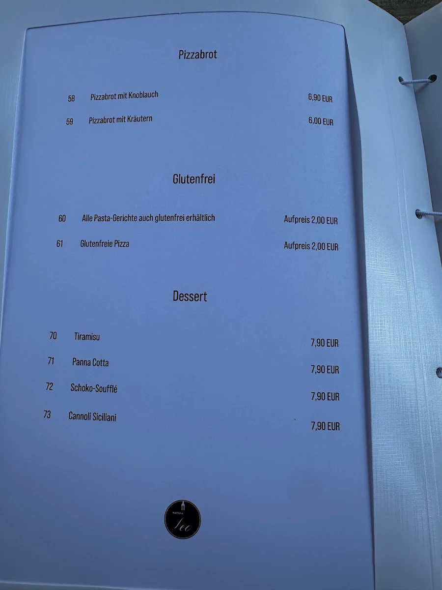 Speisekarte, Trattoria Leo