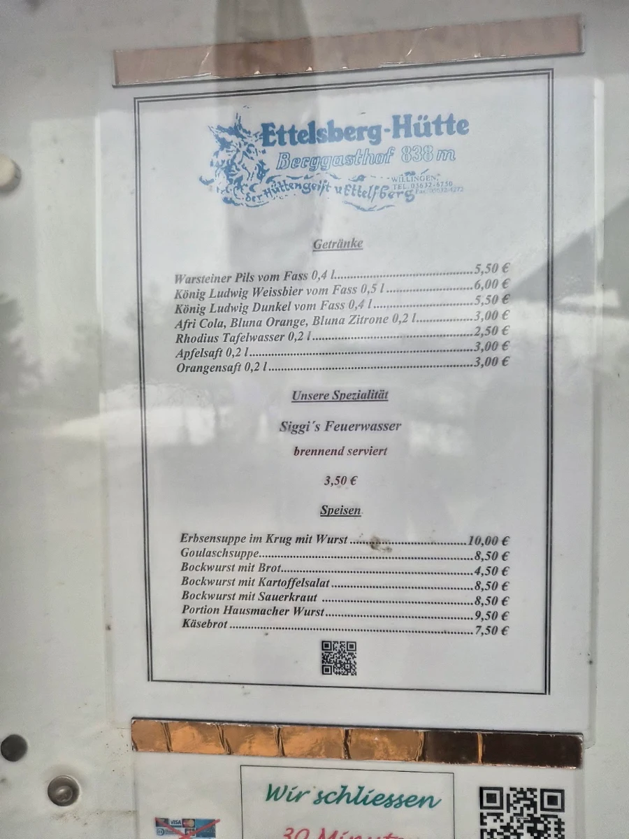 Speisekarte, Siggis Hütte