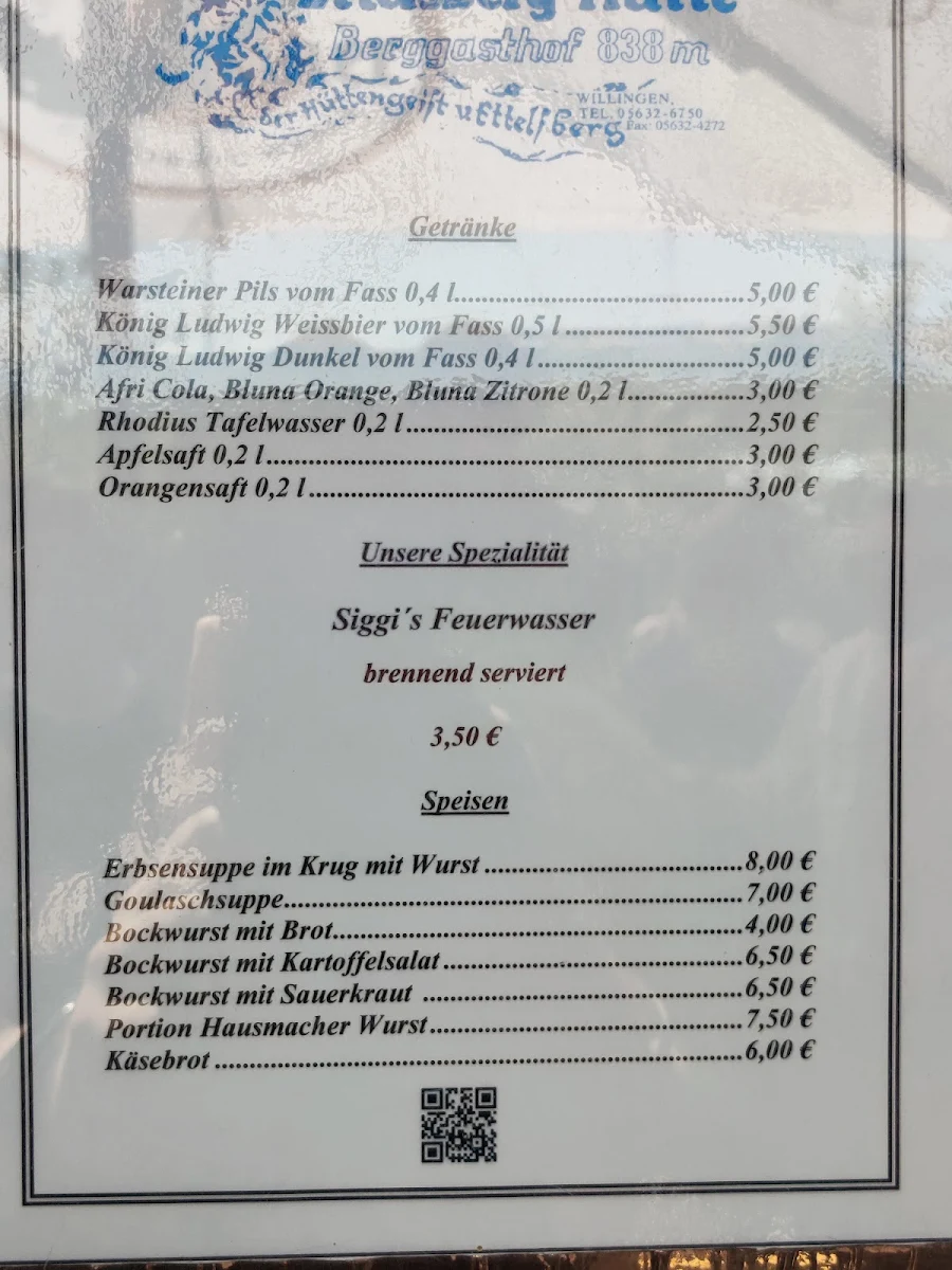 Speisekarte, Siggis Hütte