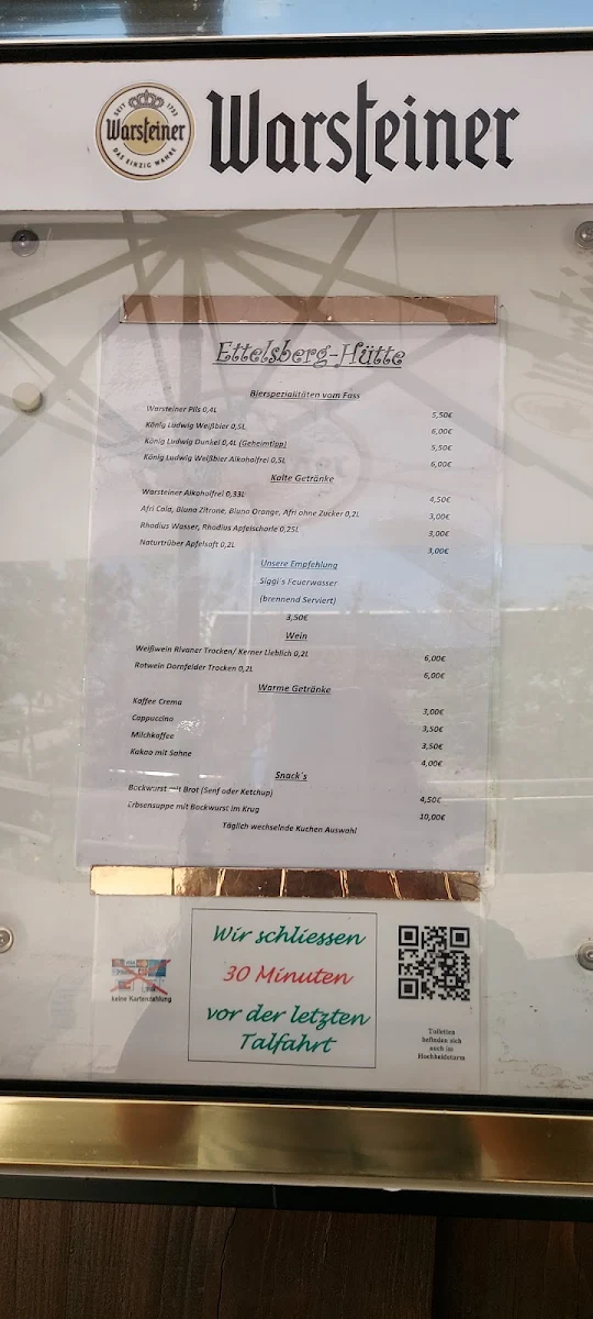 Speisekarte, Siggis Hütte