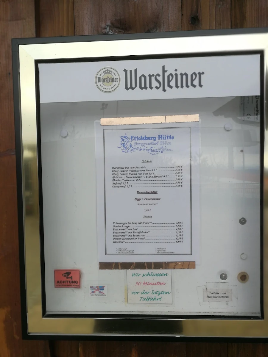 Speisekarte, Siggis Hütte