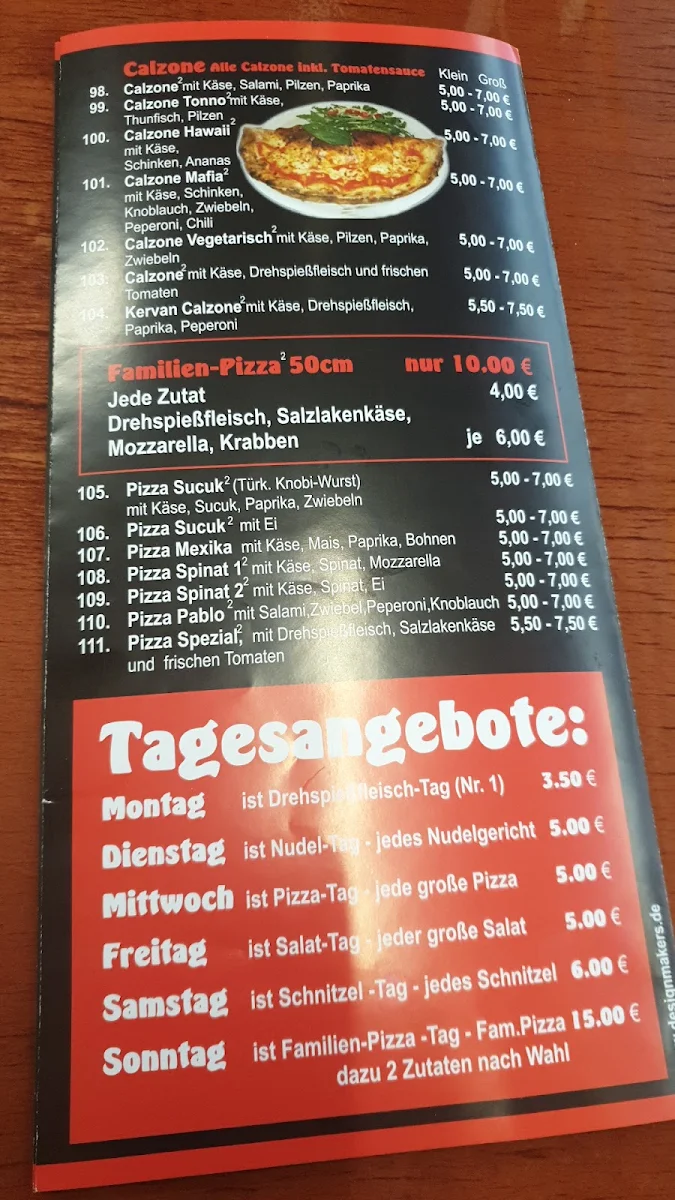 Speisekarte, Kervan Grill