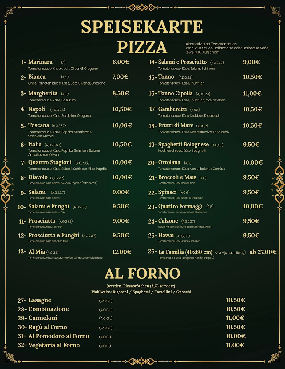 Speisekarte, Restaurant Casa Mia | Taste of Italy 🇮🇹