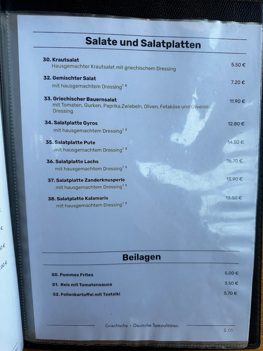 Speisekarte, Restaurant Aach Pavillon
