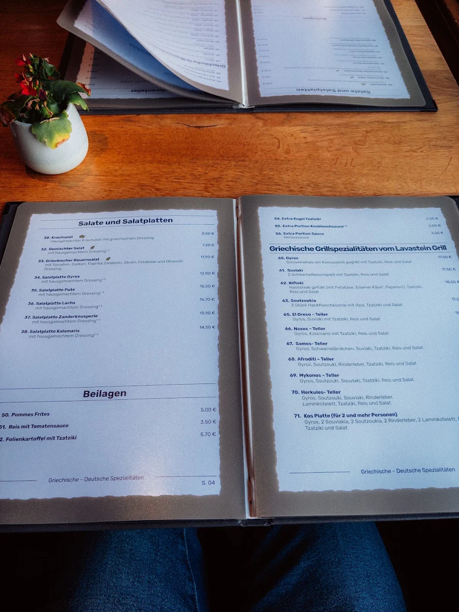 Speisekarte, Restaurant Aach Pavillon