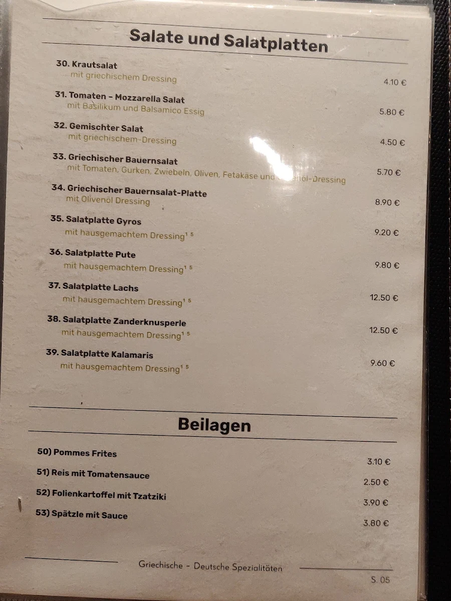 Speisekarte, Restaurant Aach Pavillon