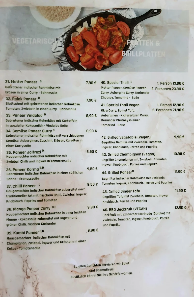 Speisekarte, Veggie & Vega - Restaurant Berlin