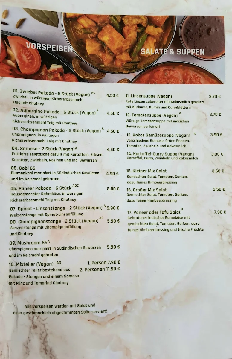 Speisekarte, Veggie & Vega - Restaurant Berlin