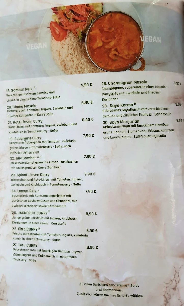 Speisekarte, Veggie & Vega - Restaurant Berlin