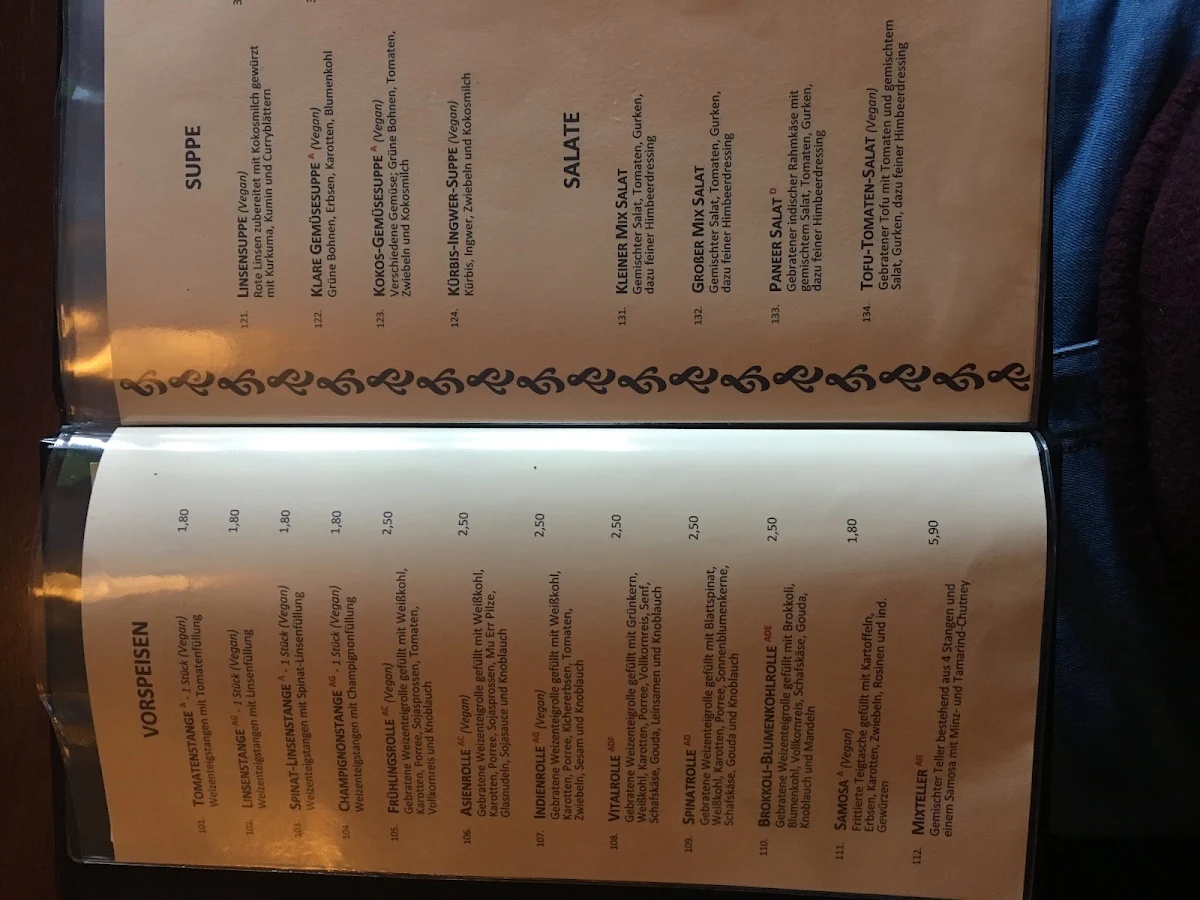 Speisekarte, Veggie & Vega - Restaurant Berlin