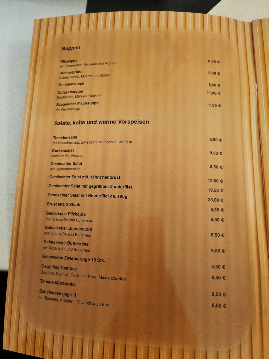 Speisekarte, Restaurant Hungaria - Bela Czutor