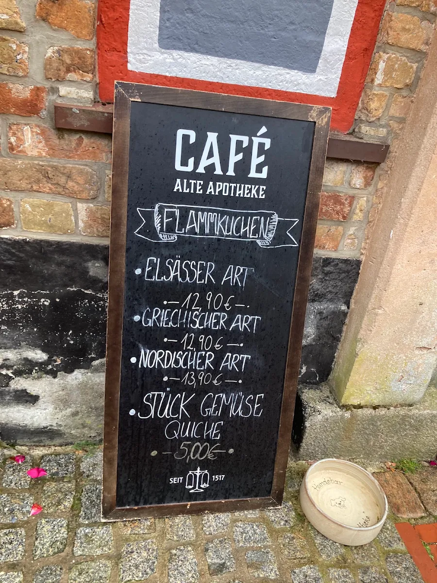 Speisekarte, Alte Apotheke - Keramikstube & Café