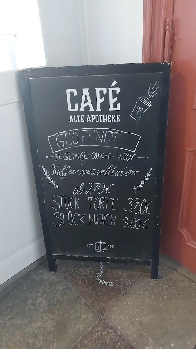 Speisekarte, Alte Apotheke - Keramikstube & Café