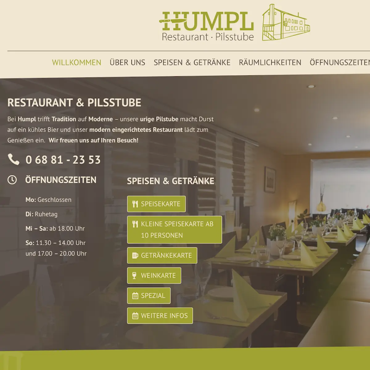 Speisekarte, Restaurant Humpl - Sarah Humpl