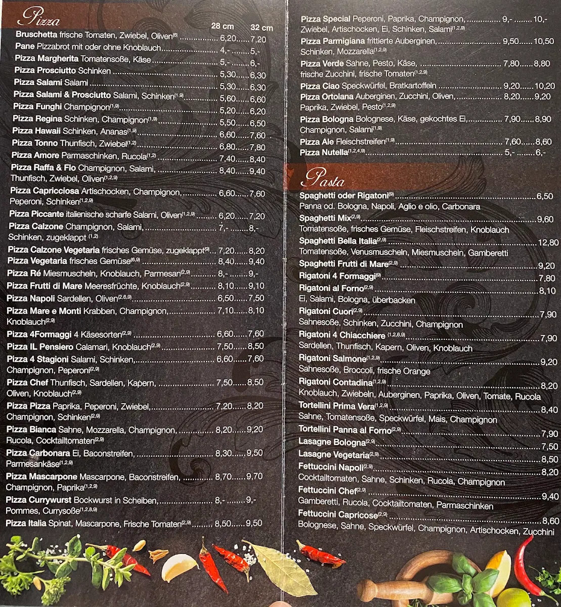 Speisekarte, Restaurante IL Pensiero