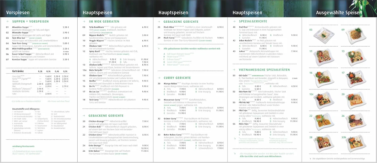 Speisekarte, Asia Hung Restaurant
