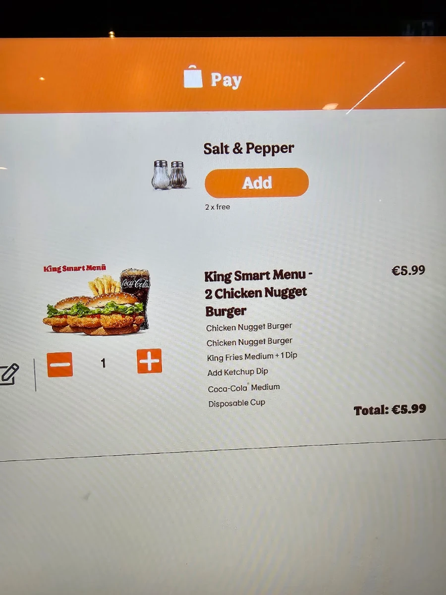 Speisekarte, Burger King Nettetal