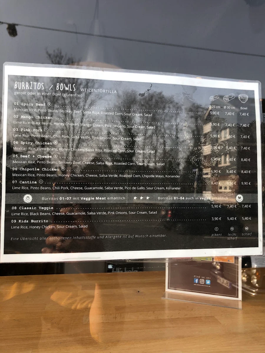 Speisekarte, Matus Burritos | Oberhausen