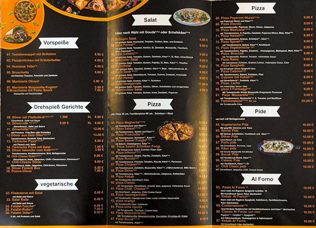 Speisekarte, Classic Kebap & Pizza Haus