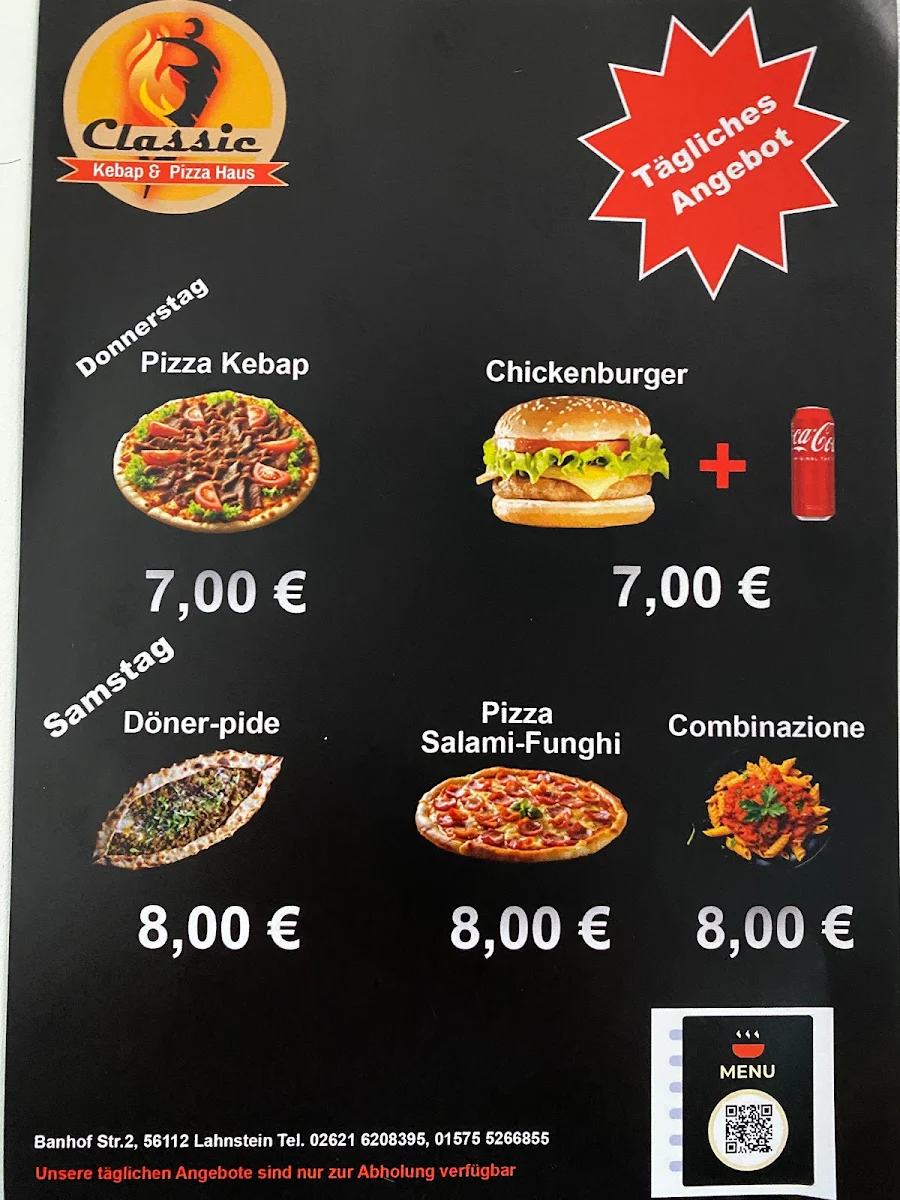 Speisekarte, Classic Kebap & Pizza Haus