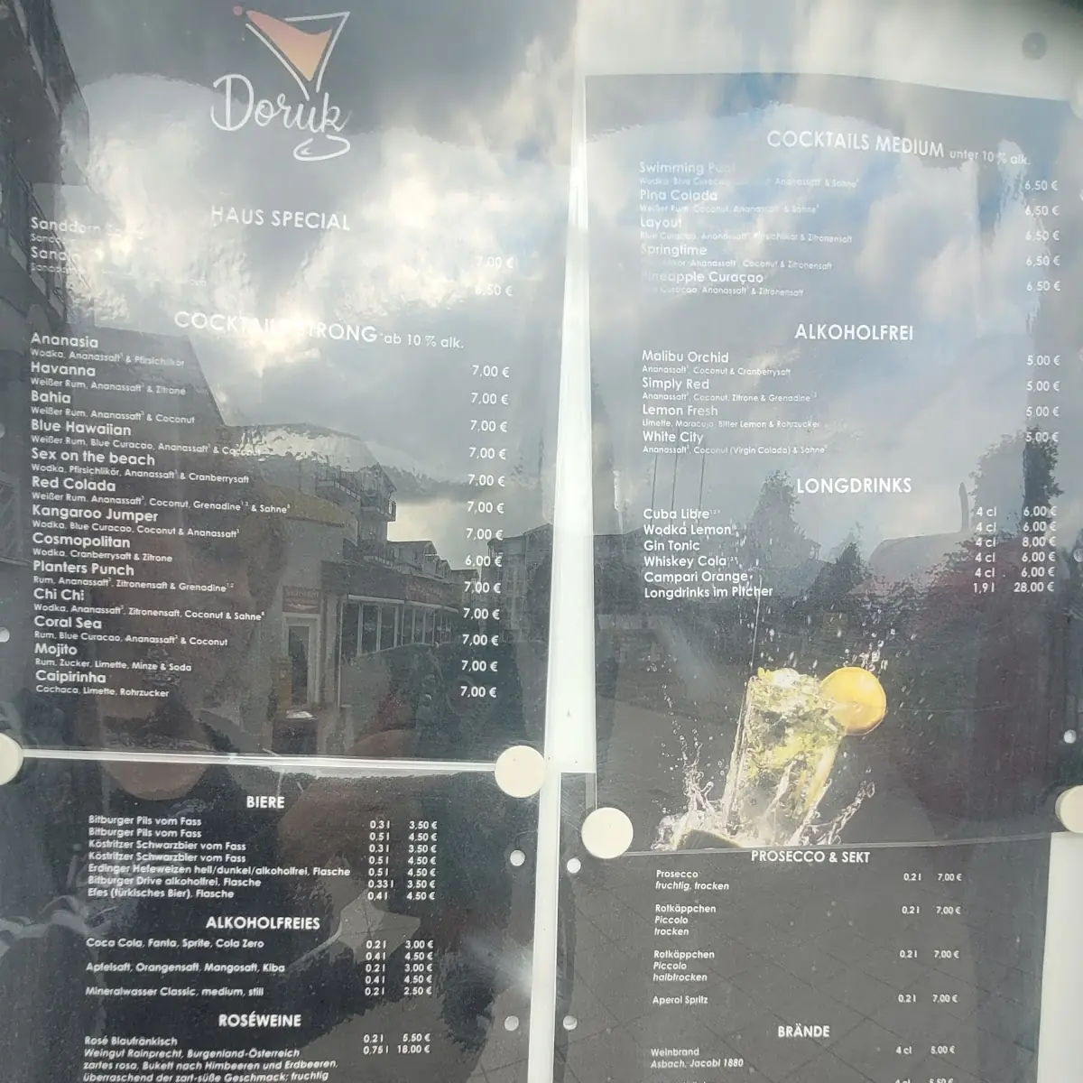 Speisekarte, Doruk Drehspieß und Bar