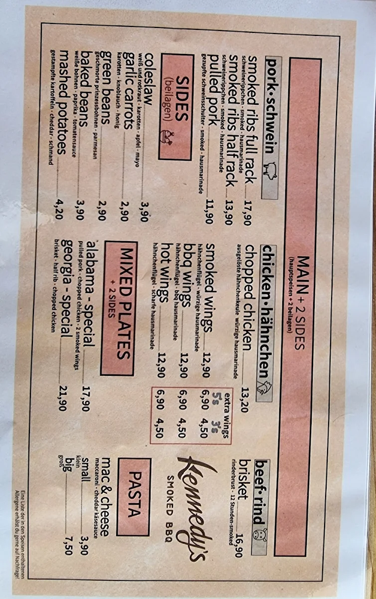 Speisekarte, Kennedys
