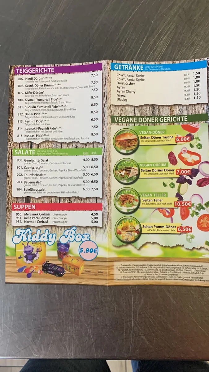 Speisekarte, Ege Kebab/Döner und Pizzahaus