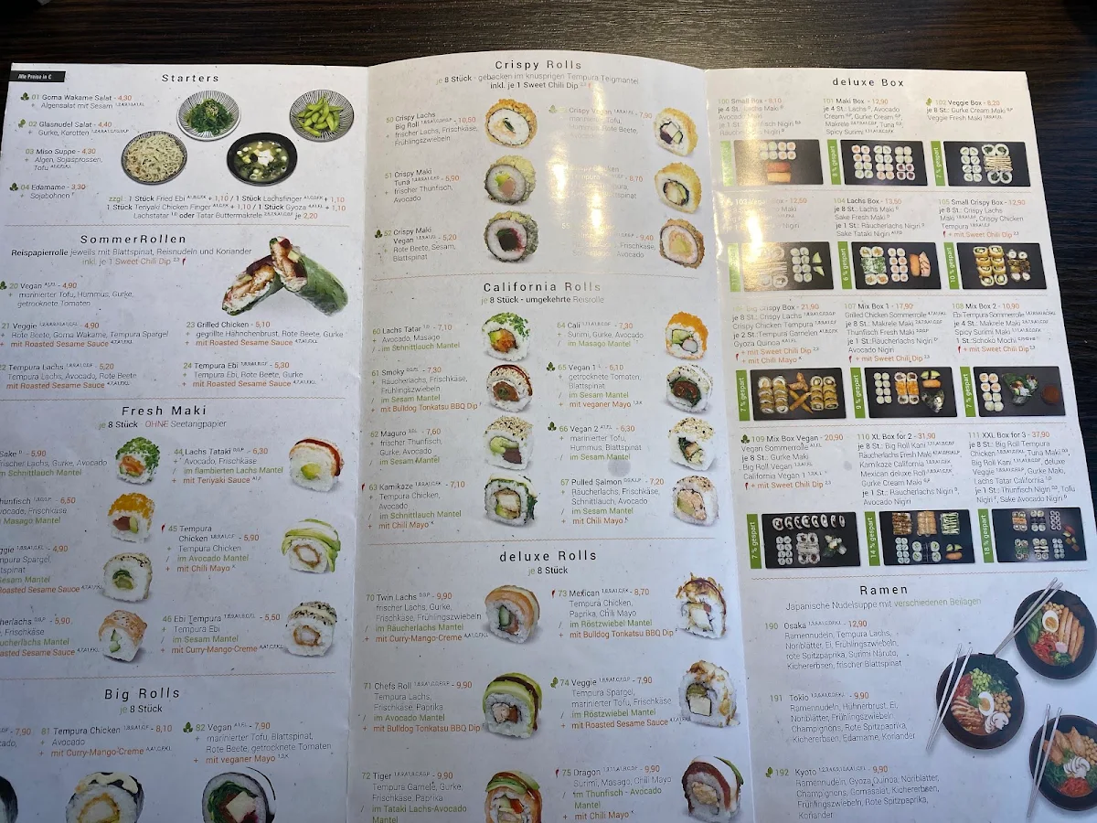 Speisekarte, Sushi Deluxe Rostock Hansaviertel