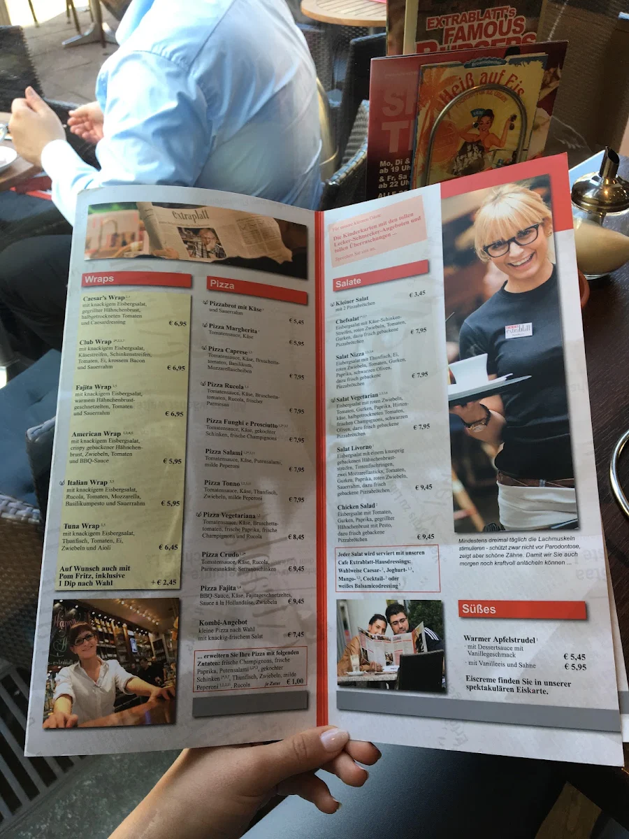 Speisekarte, Cafe Extrablatt Frankfurt Eschenheimer Tor