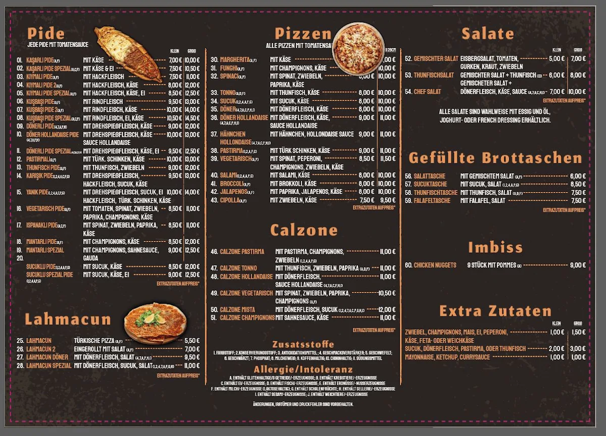 Speisekarte, Yanık Pide Salonu