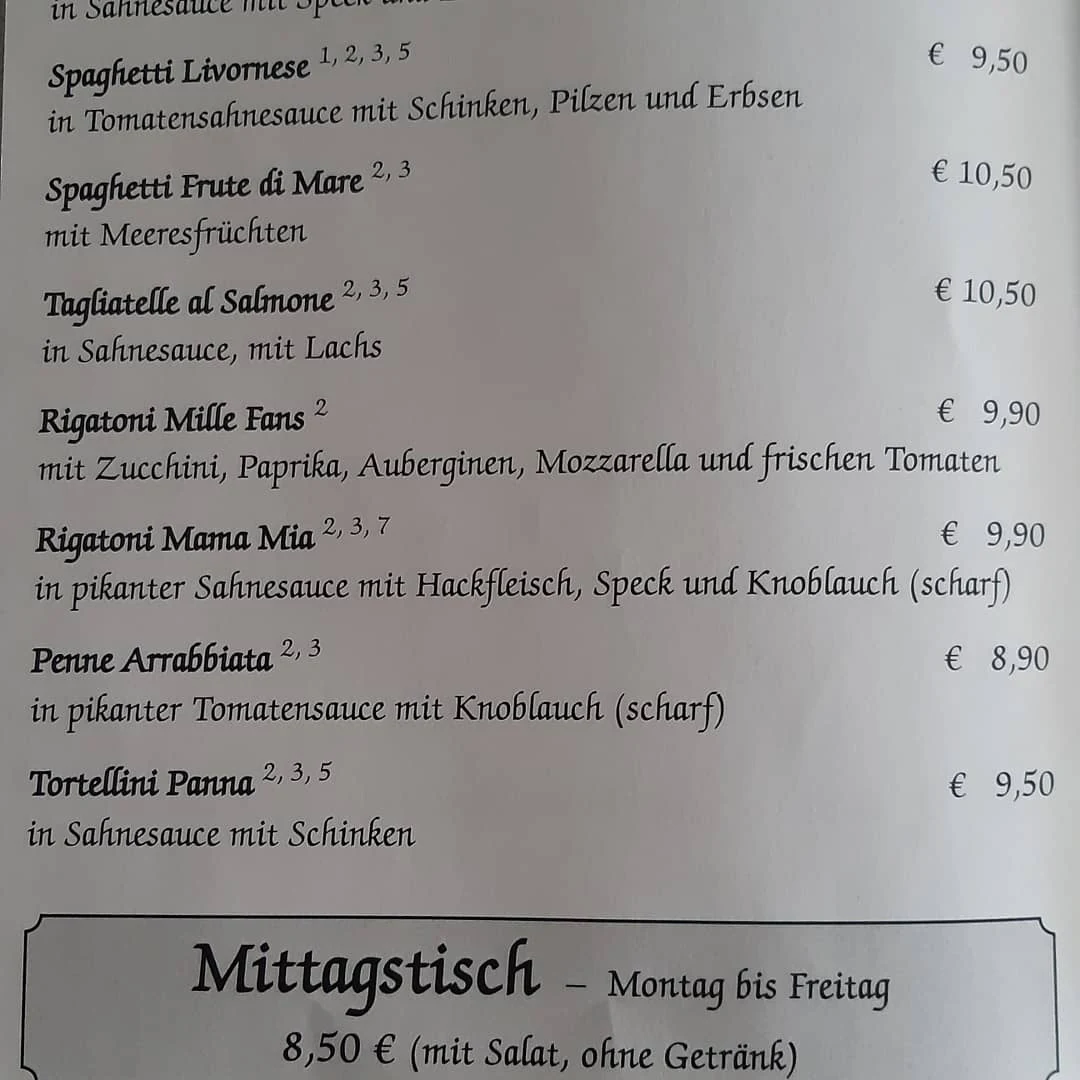 Speisekarte, Ristorante Aroma